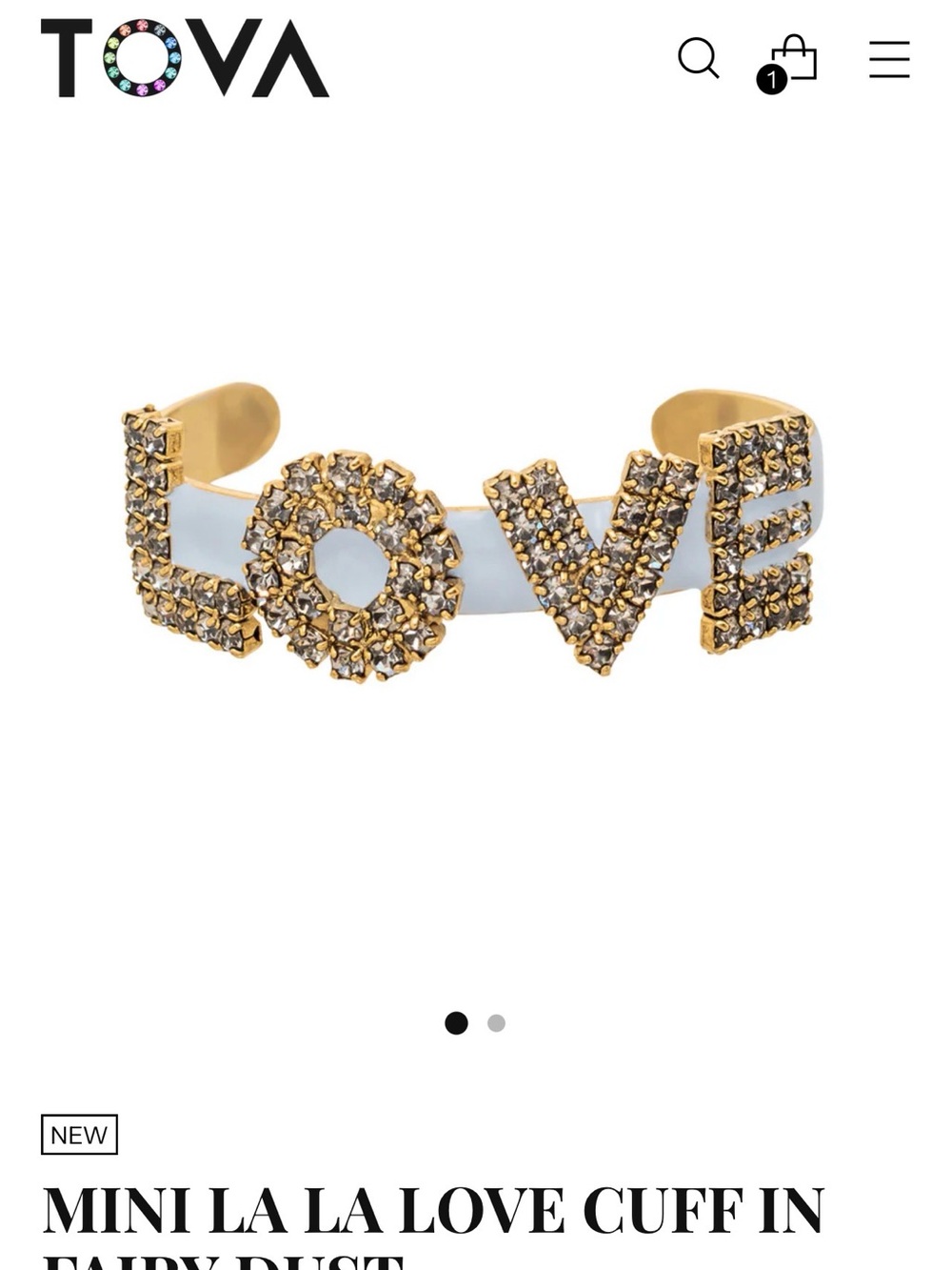 Mini La La LOVE Crystal Cuff Bracelet in Gold and White